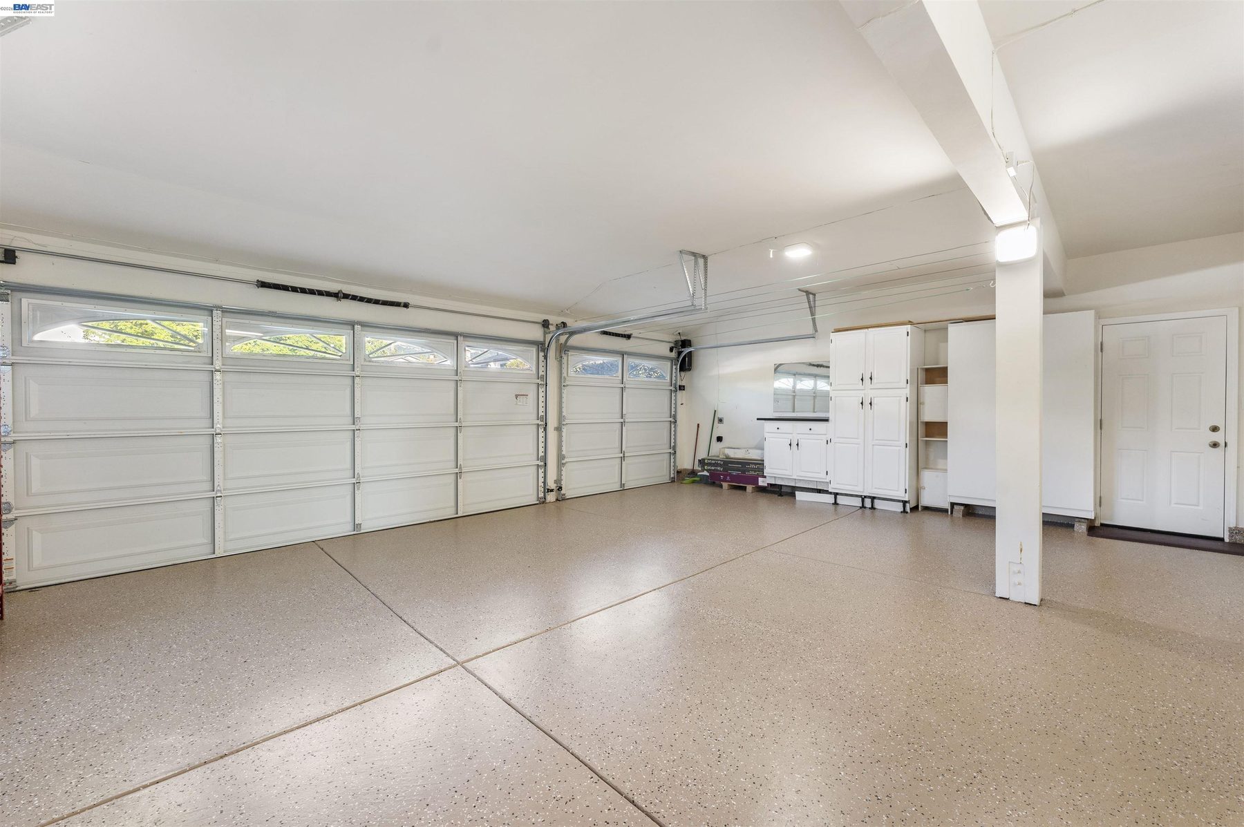 Finished three-car garage interior